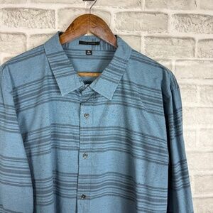 Travis Mathew Coastal Blue Cotton Long Sleeve Button Up Casual Shirt Mens 2XL